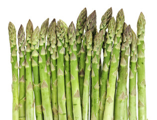 green raw asparagus isolated on white background