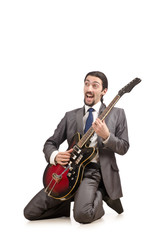 Obraz premium Young guitar player isolated on white