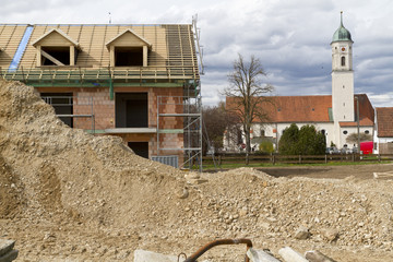 Baustelle eines Mehrfamilienhauses, Bayern