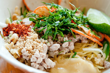 The Noodles of sukothai style in thailand