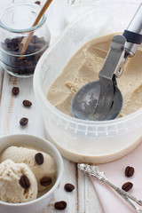 Coffee ice cream with organic coffee beans