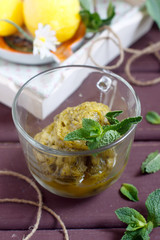 Mint and citrus granita dessert