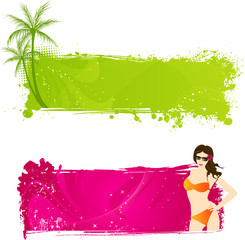 Obraz premium Two banners with summer designs