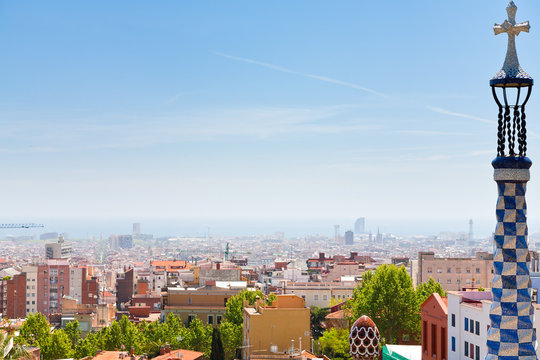 panorama of Barcelona city from Park Guell