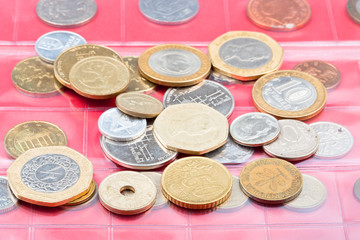 numismatics album with different coins