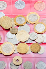 numismatics album with different coins