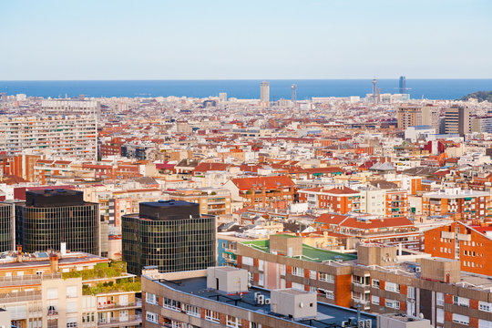 view of Barcelona in evening
