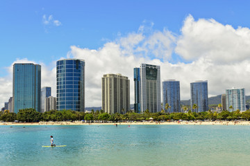 Buildings along Ala Moana Beach