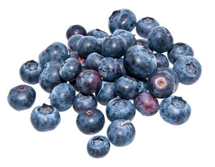 Heap of blueberries isolated on white