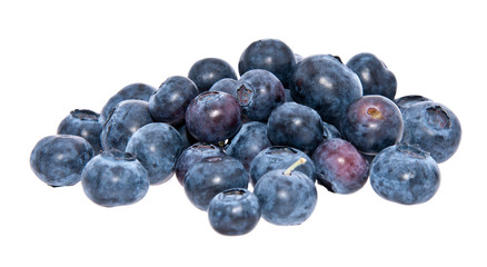 Heap of blueberries isolated on white