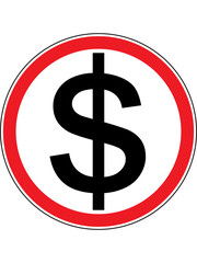 dollar symbol in a red circle