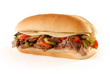 Selbstklebende Fototapeten Philly cheesesteak sandwich © Heater