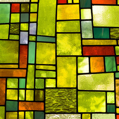 Multicolored stained glass window, square format