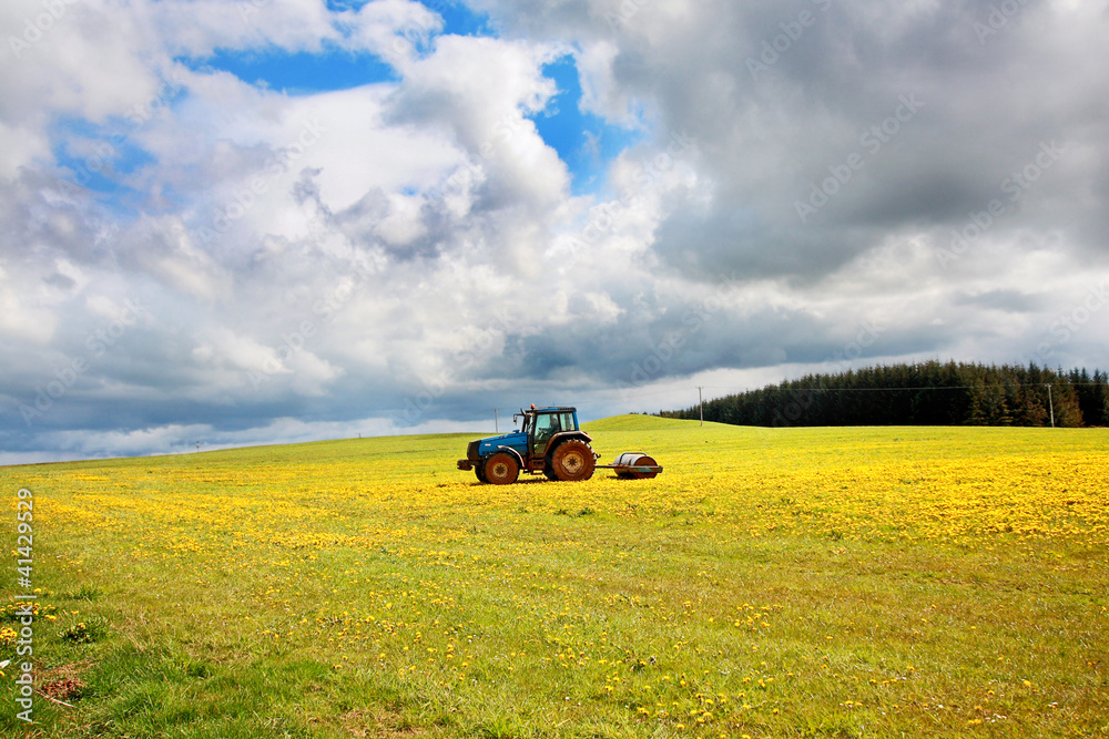 Poster spring farmwork in the fields