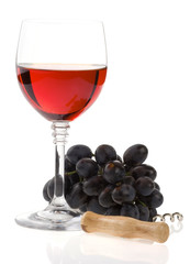 wine in glass and grape fruit