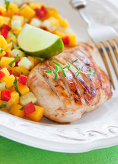 Grilled chicken and salsa