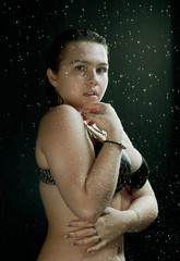 sexy woman water studio portrait.