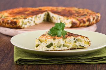 Italian omelette with zucchini.