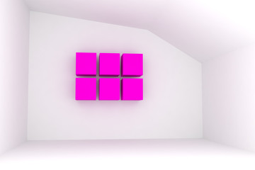 Empty room with pink box
