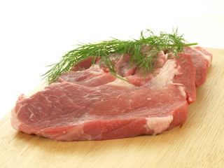 Raw pork shoulder, isolated, closeup