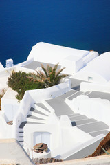 Santorini village terasse by the sea