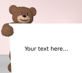 Teddy bear with billboard