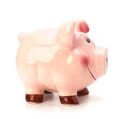 Lucky piggy bank isolated on white background