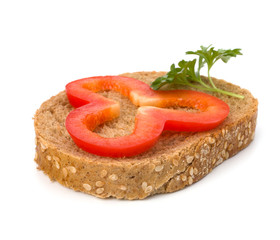 open healthy sandwich with vegetable