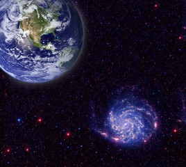 Blue planet in beautiful space