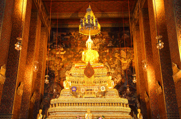 Beautiful buddha at Pho Temple, Thailand.