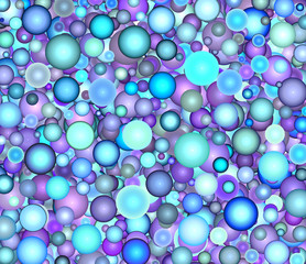 3d render floating bubble backdrop in multiple blue purple