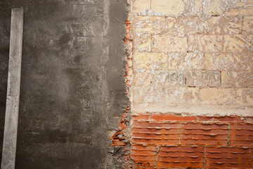 brickwall construction and mortar cement plaster