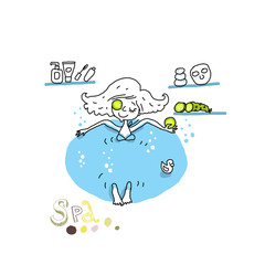 Healthy Lifestyle. Pretty woman relaxing in jacuzzi