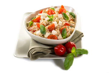 vegetarian rice salad with tofu and brown rice