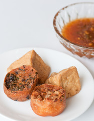 taro chips and fried tofu