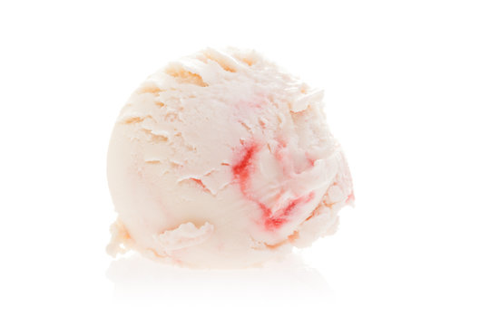 Weiße Kugel Eis mit rotem Streifen