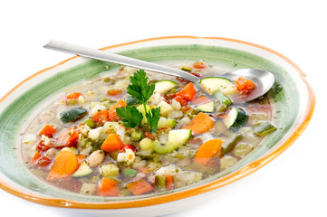 soup vegetables on white background