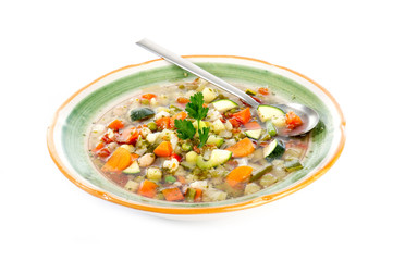 soup vegetables on white background