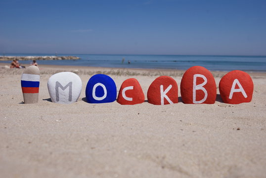 Moscow, capital of Russia on pebbles