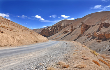 close up of turning mountain road