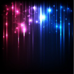 Vector background with bright magic lights and stars
