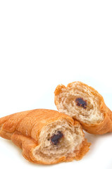 chocolated croissant on white