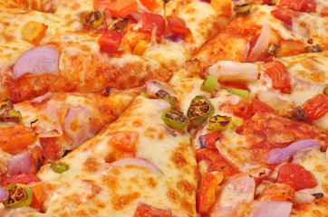 close up of pizza toppings