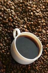 Espresso cup with coffee beans