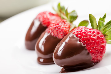 Strawberries with melted Chocolate