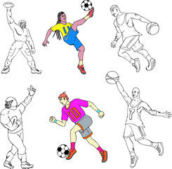 Plakat Sport players with balls