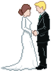 Couple de mariage pixel - illustration vectorielle