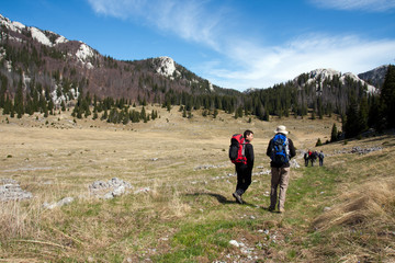 two mountaineers in nature