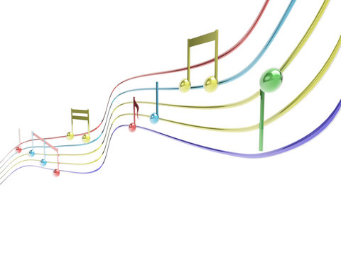 Pentagramma musicale, note in musica 3d