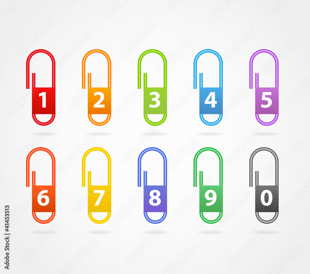 Poster color paper clips with digits